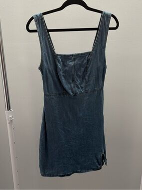 Primark Light Blue Bodycon Denim Sleeveless Dress with Slit